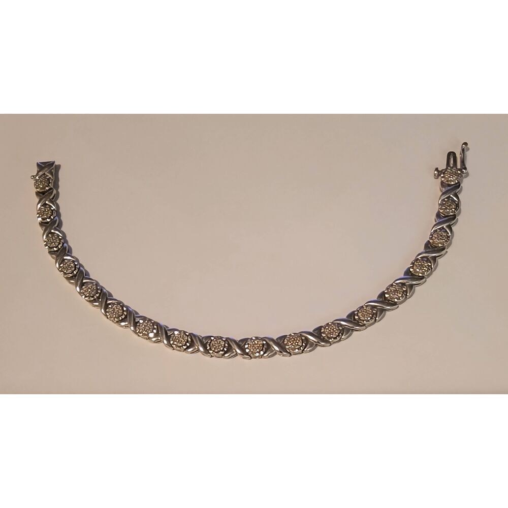 NEW~1.5 Ct Flower Cluster Station Link Genuine Diamond Tennis Bracelet